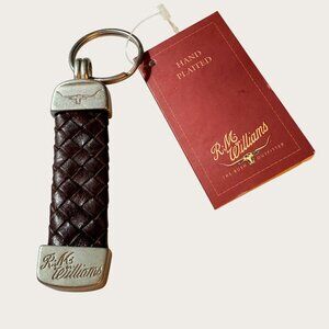 R.M. Williams Hand-Plaited Leather Keychain Keyring With Silver-Tone Accents
